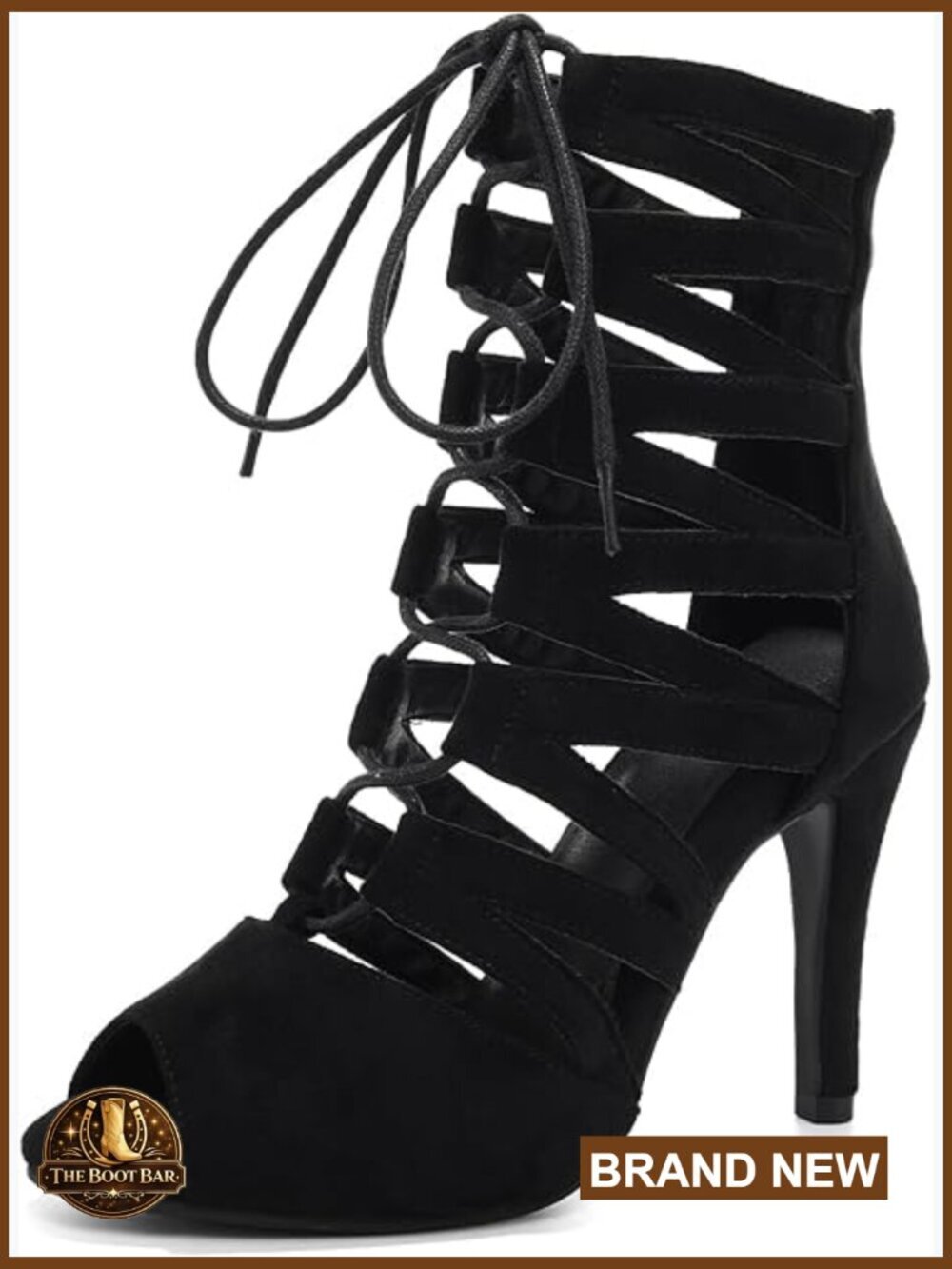 Lace-up Hollow Out Ballroom Dance Heels Salsa Practice Shoes